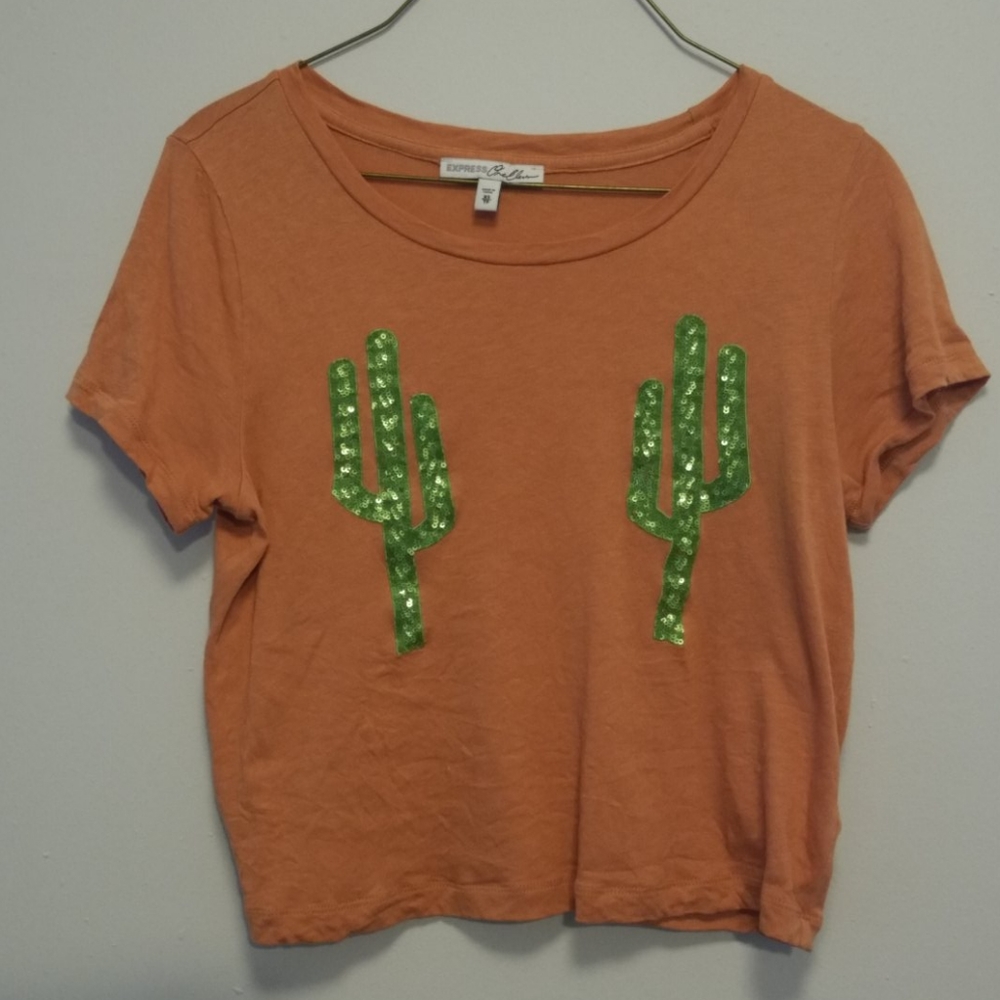 Express Orange Cactus Cropped Top Sz XS